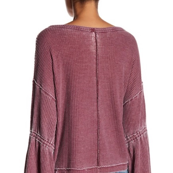 NWT Free People Dahlia Thermal Knit Sweater Wine - Picture 3 of 5